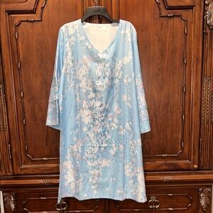 Elegant Blue Floral Women's Dress